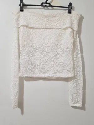 Hollister All Over Lace - Off the Shoulder Top - Cloud Dancer - Size M thumbnail 5