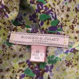 Neiman Marcus Romeo & Juliet Top Tunic Tank Floral Green Ruffle Medium thumbnail 5