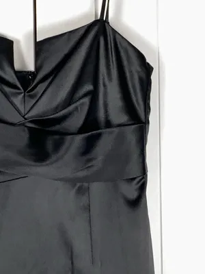 White House Black Market Dress Size 6 Black Satin Sweetheart Cocktail Sheath thumbnail 4