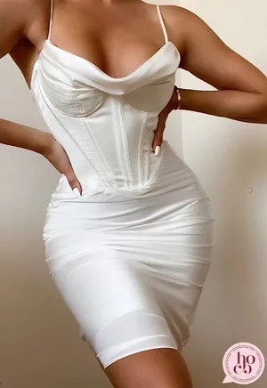 New HOUSE OF CB London Myrna Corset Slip Midi Dress Ivory White L+ La thumbnail 1