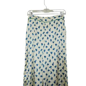 Kate Moss Topshop Blue Floral Satin Wide Leg Trouser Pants Y2K Vintage Chic thumbnail 2