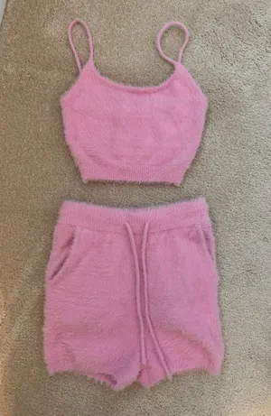 Meshki Fuzzy Pink Pajama Set thumbnail 1