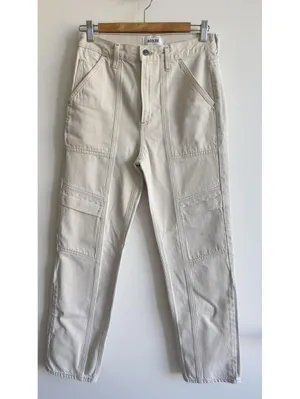 AGOLDE Cooper Cargo Pants 25 Ecru Organic Cotton High Rise Utility Denim thumbnail 4