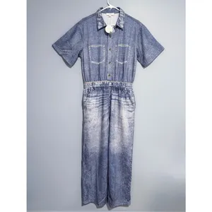 NWT Oddi Acid Washed Chambray Denim Jumpsuits Size Medium Casual thumbnail 5