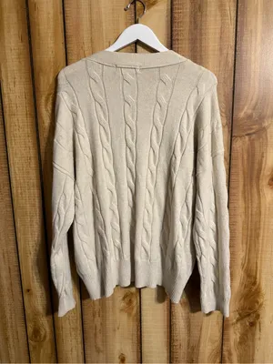 Chloe + Jasmine Cream Cable Knit Button Front Cardigan XL thumbnail 5