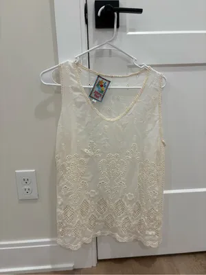Johnny Was White Eyelet Lace Sleeveless Camisole thumbnail 2
