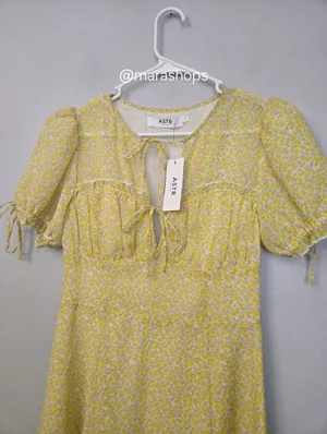 ASTR Print Puff Sleeve Tie Front Dress thumbnail 5