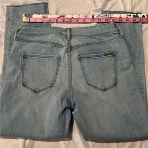 White House Black Market Light Wash Embroidered Distressed Straight Leg Jeans thumbnail 8