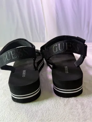 GUESS Black Platform Strappy Logo Sandals for Women thumbnail 8