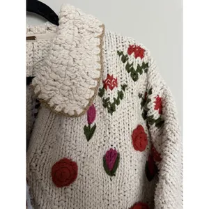 Free people Rosebud Cardigan Ivory Combo Women's Size Medium/Large thumbnail 10