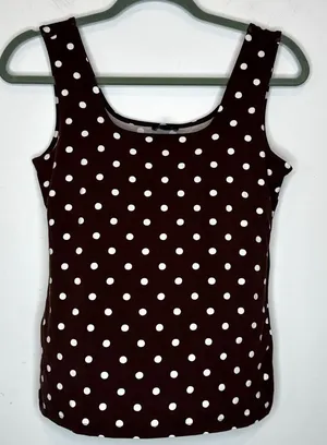 Ann Taylor Square Neck Polka Dot Layering Tank Top Rich Walnut Brown Size S NWT thumbnail 1
