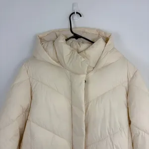 Banana Republic Factory Water Resistant Puffer Jacket Long Cream Parka Size XL thumbnail 4