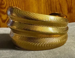Gold Tone Chunky Statement Cuff Bracelet thumbnail 1