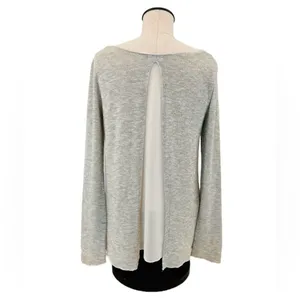 Abercrombie & Fitch Beige Long Sleeve Split Black Top size Small thumbnail 2