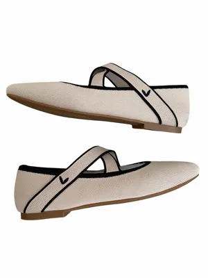 VIVAIA Nia Mary Jane Ballet Flats Almond Toe Cross Strap 37 6.5 NEW thumbnail 2