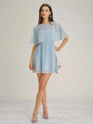Rihoas 2-piece Blue Sweetheart Neck Chiffon Mini Dress thumbnail 5