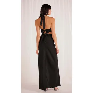 new nwt XLarge FINLAY SATIN HALTER GOWN minkpink silky sexy tie back maxi dress thumbnail 2