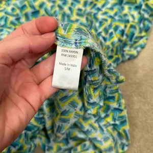 Coco + Carmen Blue Green Rayon Beach Cover-up Mini Dress Tunic Cold Shoulder S/M thumbnail 7