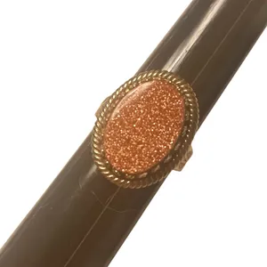 Vintage Ornate Oval Sparkly Gemstone Ring Gold thumbnail 6