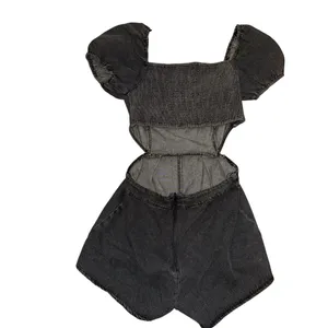 Altar'd State Puff sleeve romper with cut out back thumbnail 3