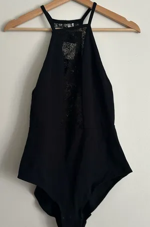 Black Urban Outfitters Bodysuit Lace in the front and back thumbnail 1