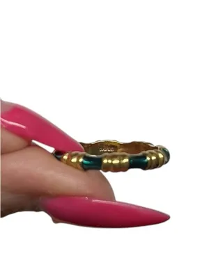 Vintage Avon Stacking Ring Gold and Green Size 9 thumbnail 3