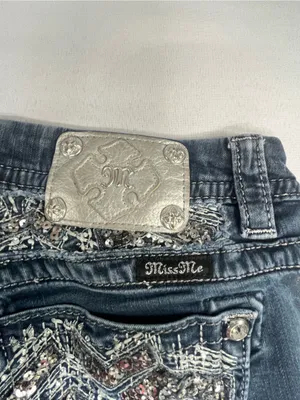 ⁠Miss Me Mid-Rise Easy Bootcut Embellished Sequins Studs Womens Jeans Size 30 thumbnail 10