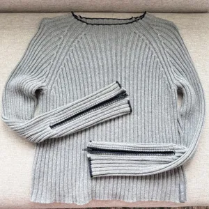 90s Vintage DKNY Jeans Sweater L Gray Ribbed Zipper Cuff Grunge Y2K Gorpcore Ski thumbnail 1
