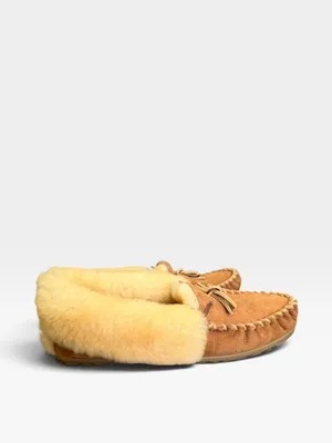 L.L.Bean Wicked Good Moccasins Women’s 10 M Brown Suede Shearling Slippers thumbnail 4