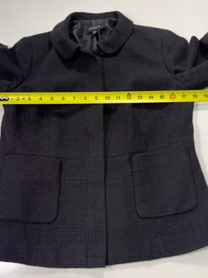 Talbots 100% Cotton Black Zip-Front Textured Blazer Size 6 thumbnail 4