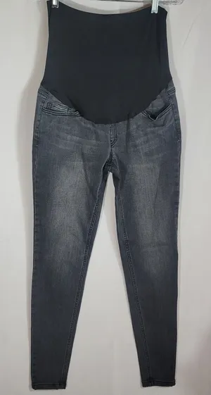 Time & Tru Maternity Jeans Small 4-6 Black Denim Gray Skinny Full Belly Panel thumbnail 1