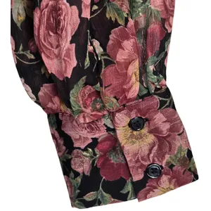 MNG Mango Women's Floral Long Sleeve‎ Mini Dress Ruched Bodycon V Neck thumbnail 8