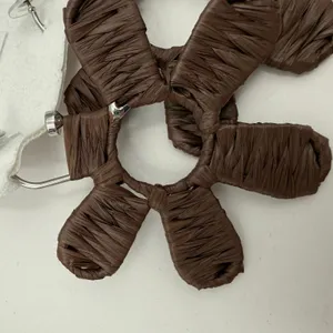 Free People Earrings NWT Woven Flower Hoops Chocolate Brown Hippie Boho Festival thumbnail 9