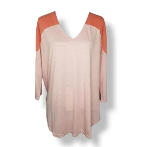 We The Free Womens Top Size M Major‎ Leagues Pink Orange Combo Colorblock Knit thumbnail 3