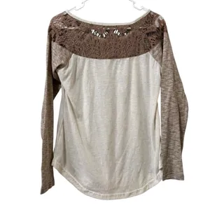 Miss Me Women Size Medium Blouse Western Lace Boho Country Cowgirl Embellished‎ thumbnail 2