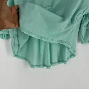 We The Free Sheer Aqua Mint‎ Green Linen Blend Relaxed Fit Dolman Henley Top thumbnail 12