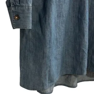 Ann Taylor LOFT Women's M Blue Denim Long Sleeve Tunic‎ Dress Short Side Pockets thumbnail 11