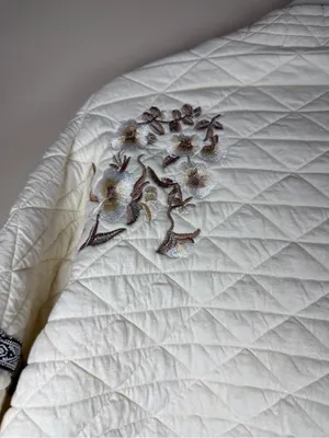 POL Cream Quilted Embroidered Jacket in Ivory Like New Bohemian Sz L thumbnail 14