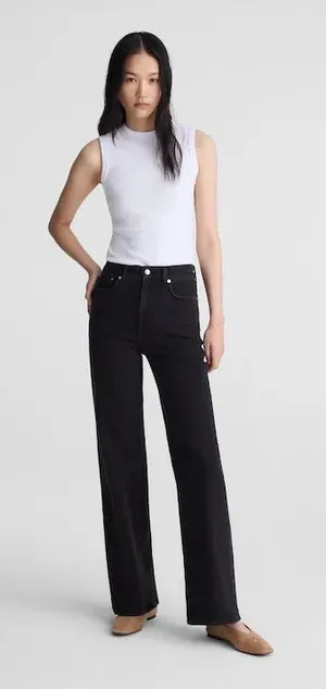 Madewell The Wide-Leg Jean in Super Stretch Denim black women’s Size 32 NWT thumbnail 1