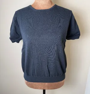 Vintage Y2K Gap Short Sleeve Sweater Womens Medium Black 100% Cotton Shell Top thumbnail 1