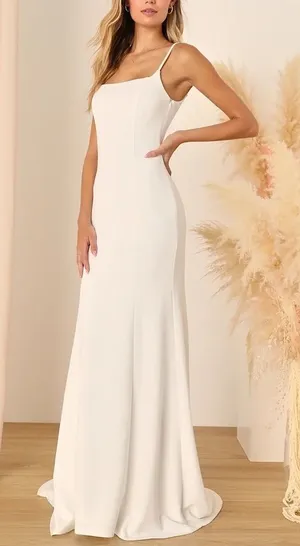 Lulus Blessed Romance Maxi Dress Womens M White Sleeveless Button Back Mermaid thumbnail 1