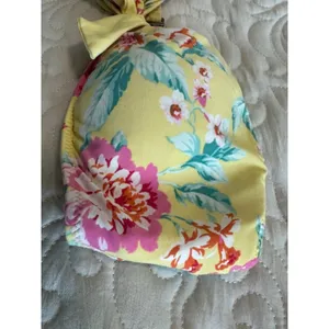 Abercrombie and Fitch Strapless Yellow Floral Bikini Top Women's Sz Large thumbnail 5