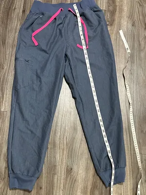 Figs Blue Jogger Scrub Pants with Pink Drawstring thumbnail 9