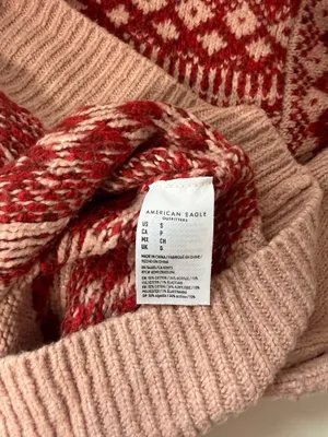 American Eagle Jegging Fit Sweater Pink Red Fair Isle Oversized thumbnail 9