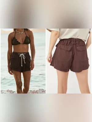 NWT Free People Off-Shore Utility Shorts - chocolate brown - XS thumbnail 2