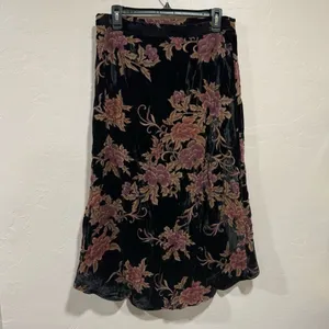 Miami by Francescas Black Velvet Floral High Low Skirt thumbnail 5