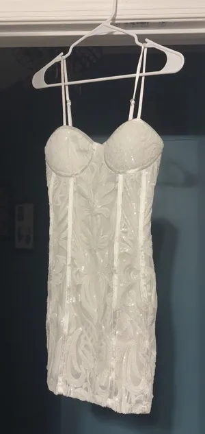 White Lulus Dress Sequin Homecoming thumbnail 1