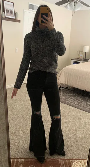 Mercantile Black And White Turtleneck Sweater thumbnail 1