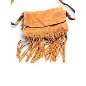 H&M leather suede fringe crossbody bag purse Bohemian Western Festival tassel thumbnail 2