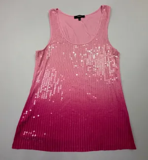 Express Women's Pink Ombre Ribbed Tank Top with Sequin Embellishments thumbnail 1